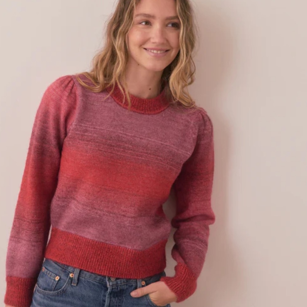 Marine Layer Alma Puff Gradient Pink and Red Sweater